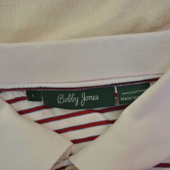 Bobby Jones Red & White Striped Polo Shirt | Sz L - Picture 4 of 5